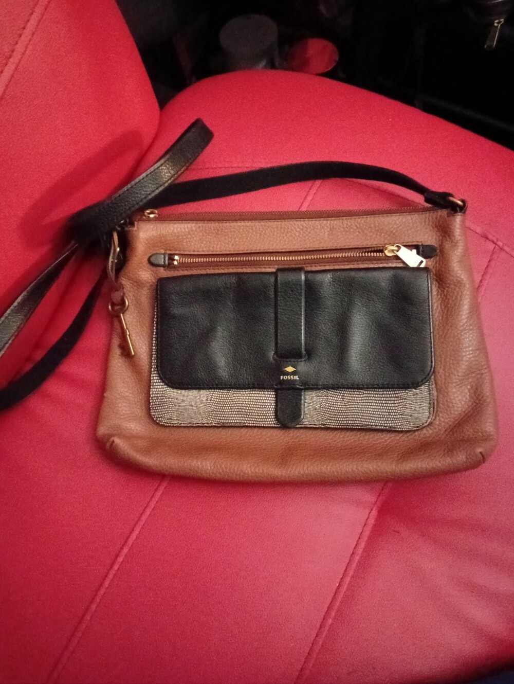 #F3 Fossil Kinley 1954 Colorblock Leather Crossbody Bag
